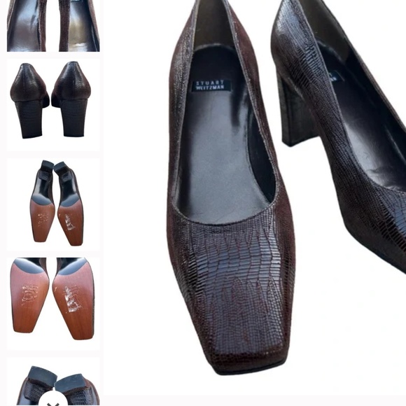 Stuart Weitzman  New leather Embossed Heels Size 7 - Picture 3 of 4